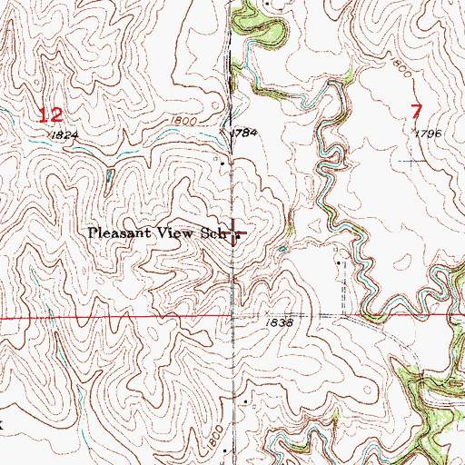 Topographic Map of Pleasant View School, NE