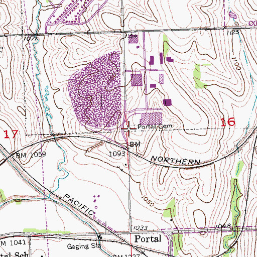 Topographic Map of Portal Cemetery, NE