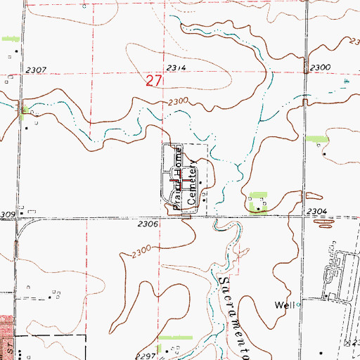 Topographic Map of Prairie Home Cemetery, NE
