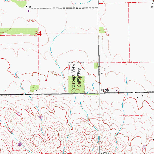 Topographic Map of Prospect View Cemetery, NE