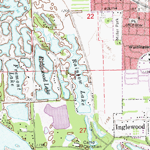 Topographic Map of Rainbow Lake, NE