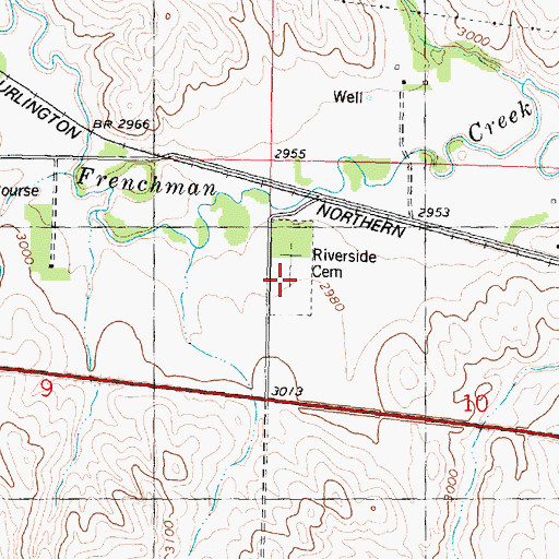 Topographic Map of Riverside Cemetery, NE