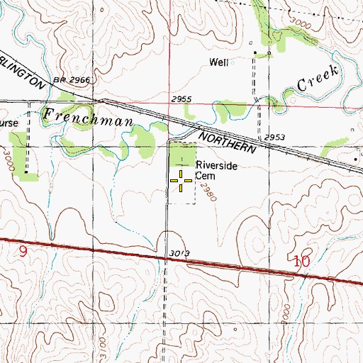 Topographic Map of Riverside Cemetery, NE