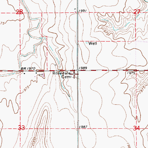 Topographic Map of Rosedale Cemetery, NE