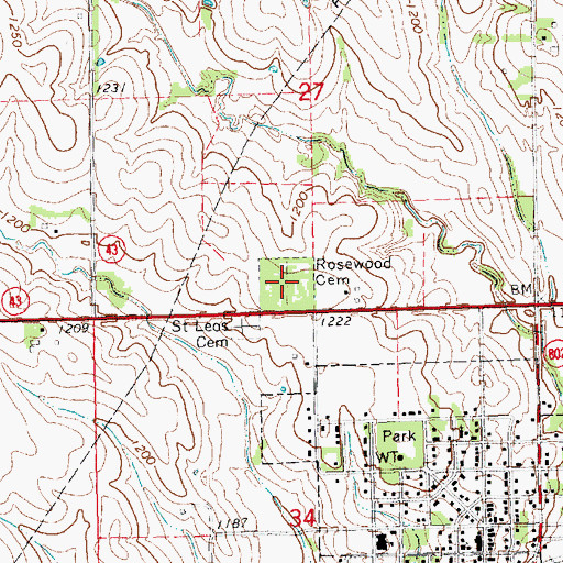 Topographic Map of Rosewood Cemetery, NE