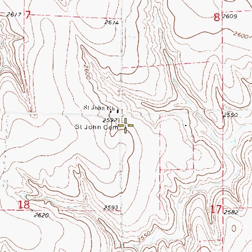 Topographic Map of Saint John Cemetery, NE