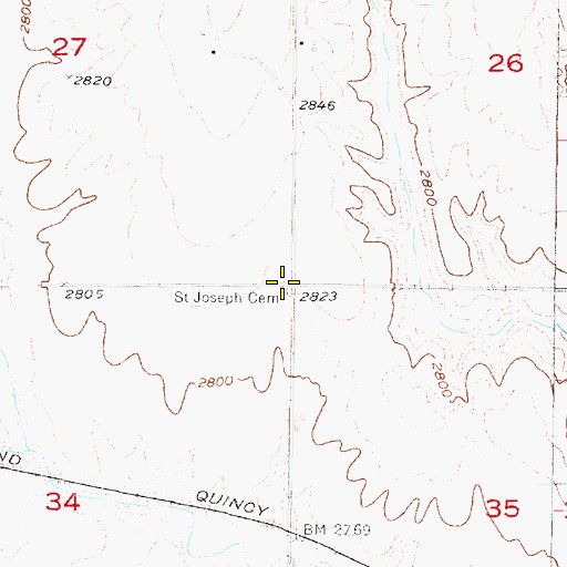 Topographic Map of Saint Joseph Cemetery, NE