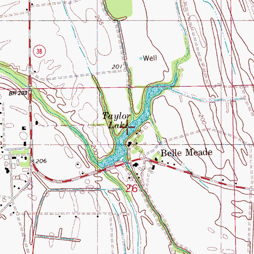 Topographic Map of Taylor Lake, AR