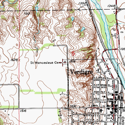 Topographic Map of Saint Wenceslaus Cemetery, NE