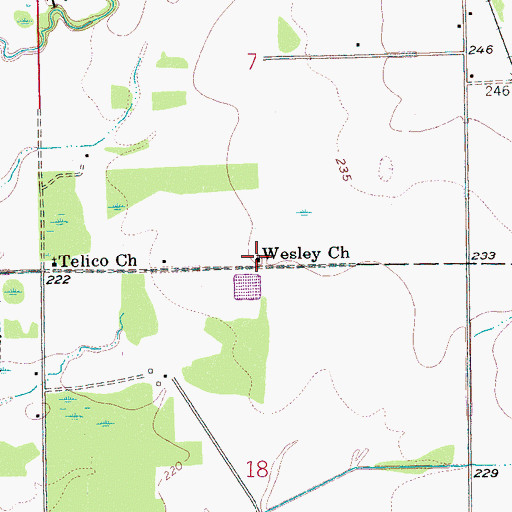 Topographic Map of Wesley Church, AR
