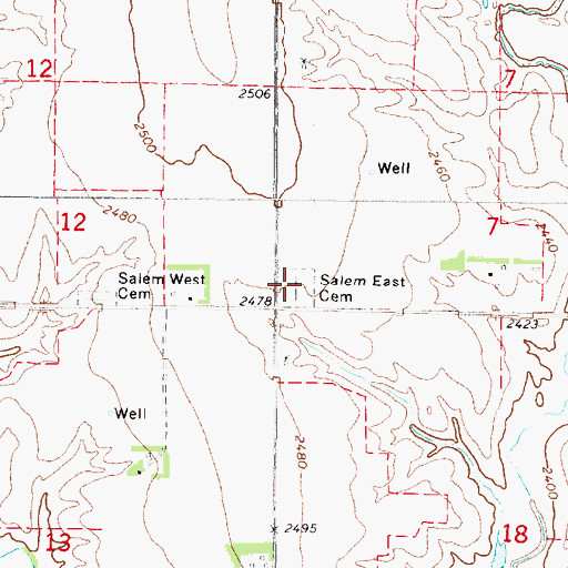 Topographic Map of Salem East Cemetery, NE