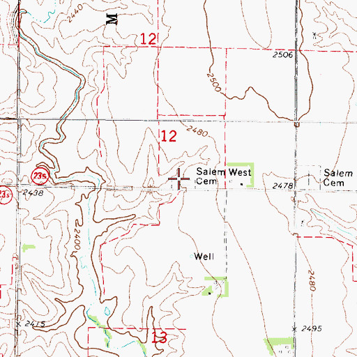 Topographic Map of Salem Lutheran Cemetery, NE