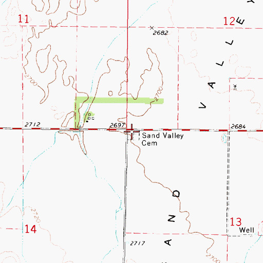 Topographic Map of Sand Valley Cemetery, NE