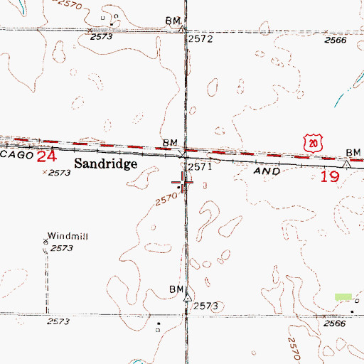 Topographic Map of Sandridge, NE