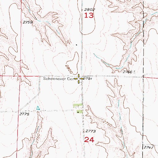 Topographic Map of Center Point Cemetery, NE