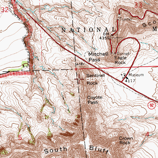 Topographic Map of Sentinel Rock, NE