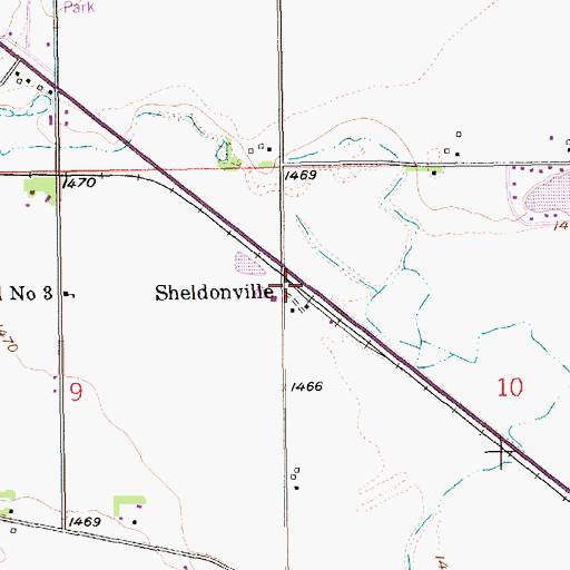 Topographic Map of Sheldonville, NE