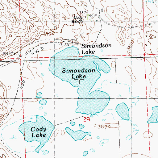 Topographic Map of Simondson Lake, NE
