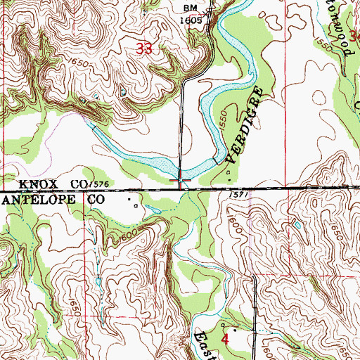 Topographic Map of South Branch Verdigre Creek, NE