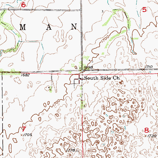 Topographic Map of South Side Church, NE