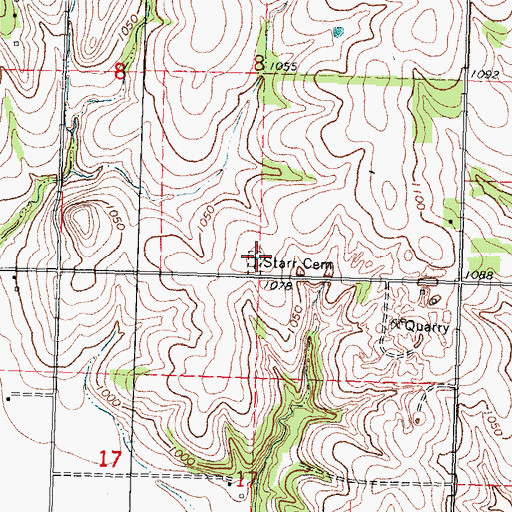 Topographic Map of Starr Cemetery, NE