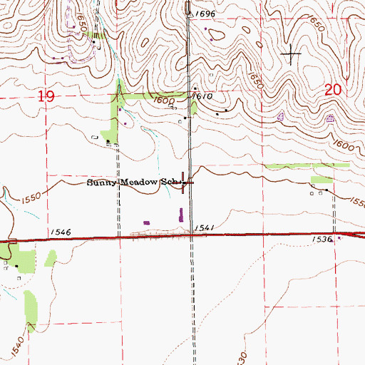 Topographic Map of Sunny Meadow School, NE