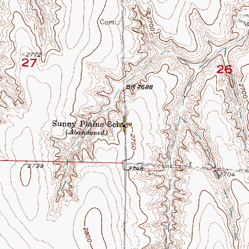 Topographic Map of Sunny Plains School, NE