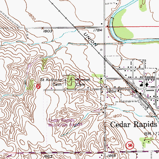 Topographic Map of Sunset Cemetery, NE