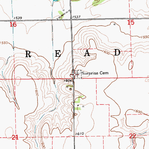 Topographic Map of Surprise Cemetery, NE