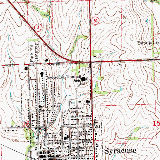 Topographic Map of Syracuse-Dunbar-Avoca Schools, NE