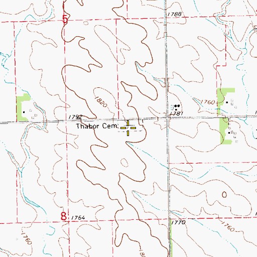 Topographic Map of Thabor Cemetery, NE