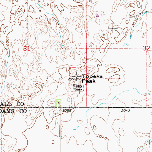 Topographic Map of Topeka Peak, NE