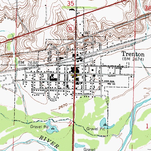Topographic Map of Trenton, NE