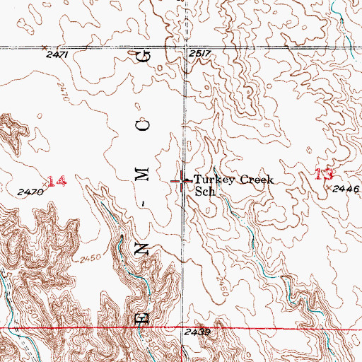 Topographic Map of Turkey Creek School (historical), NE