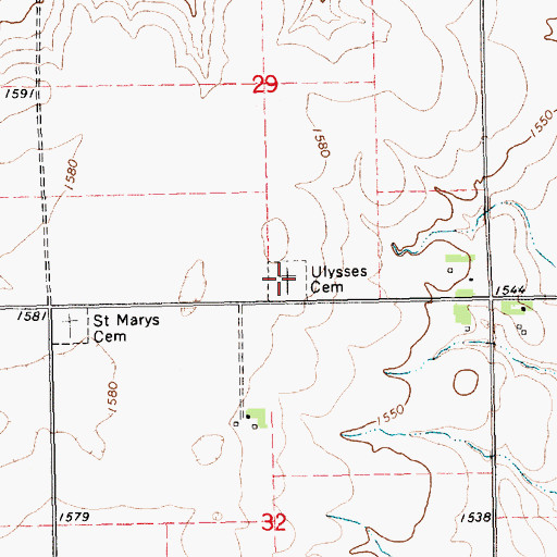Topographic Map of Ulysses Cemetery, NE