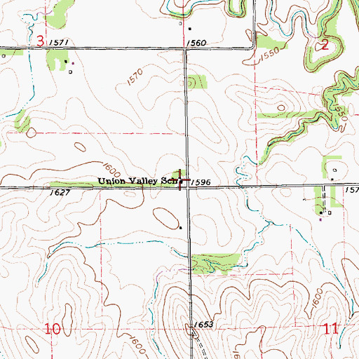 Topographic Map of Union Valley School, NE