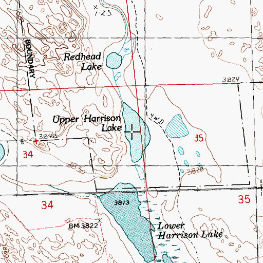 Topographic Map of Upper Harrison Lake, NE