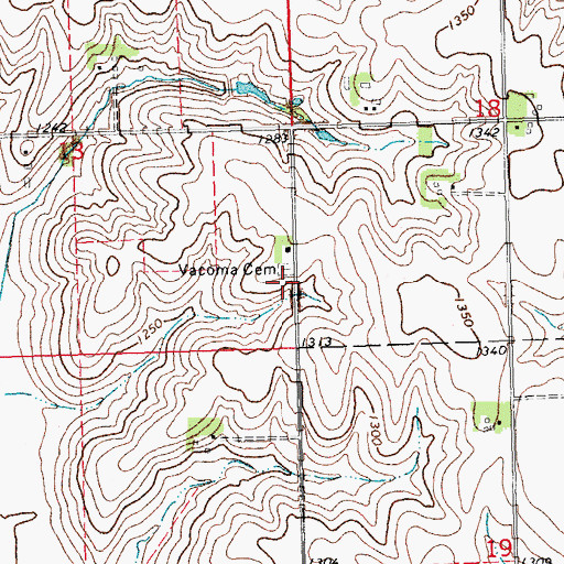 Topographic Map of Vacoma Cemetery, NE