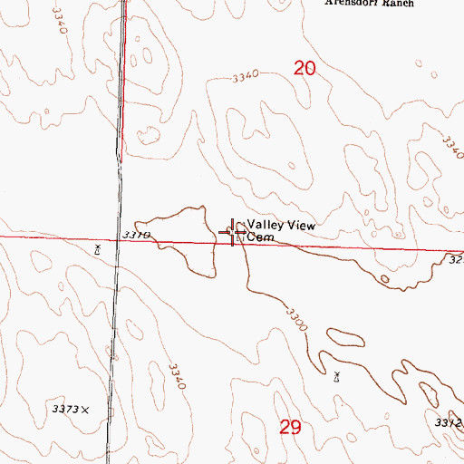 Topographic Map of Valley View Cemetery, NE