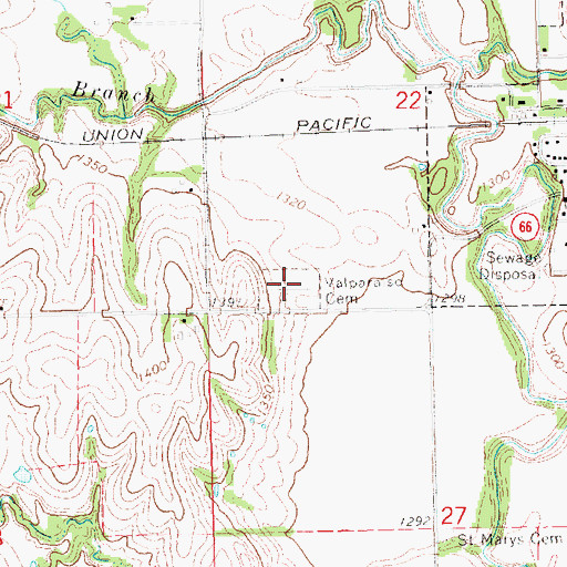 Topographic Map of Valparaiso Cemetery, NE