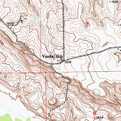 Topographic Map of Verdel School, NE