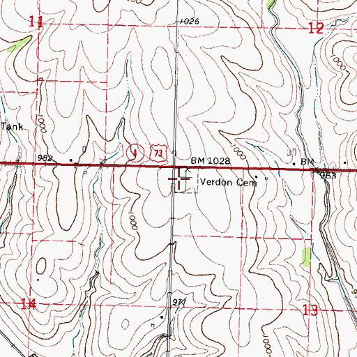 Topographic Map of Verdon Cemetery, NE