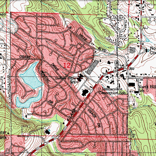 Topographic Map of Indian Hills Elementary School, AR