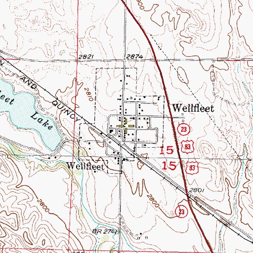 Topographic Map of Wellfleet, NE