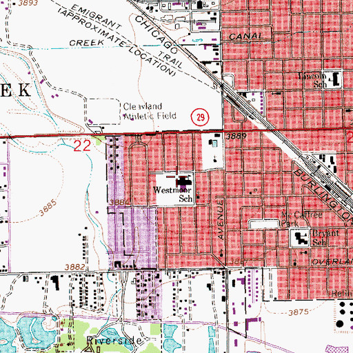 Topographic Map of Westmoor School, NE
