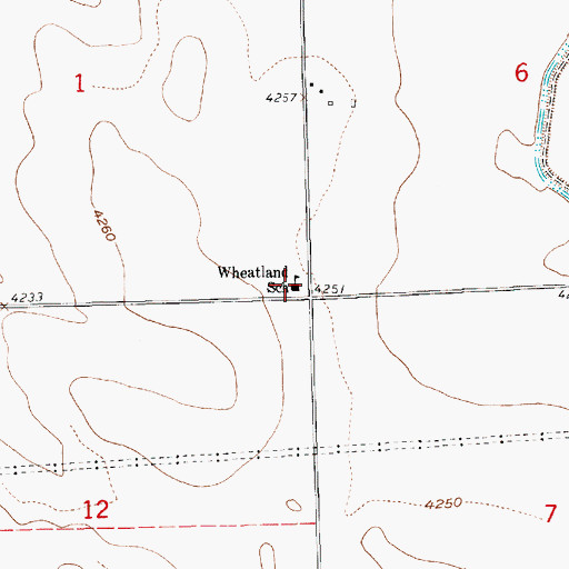 Topographic Map of Wheatland School, NE