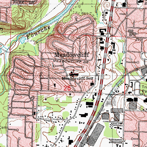 Topographic Map of Meadowcliff Elementary School, AR