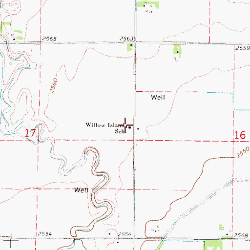 Topographic Map of Willow Island School, NE