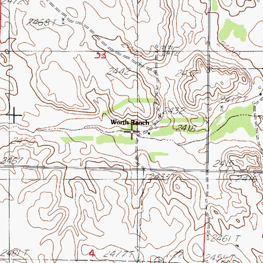 Topographic Map of Worth Ranch, NE