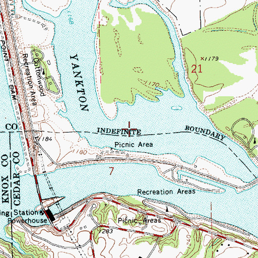 Topographic Map of Lake Yankton, SD